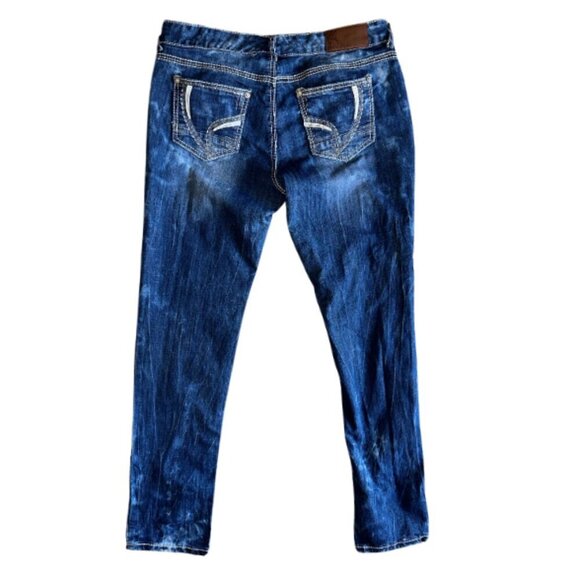 Ariya Jeans Dark Blue Women White Stitching Embellished Pockets Size 11 / 12 - Picture 3 of 14